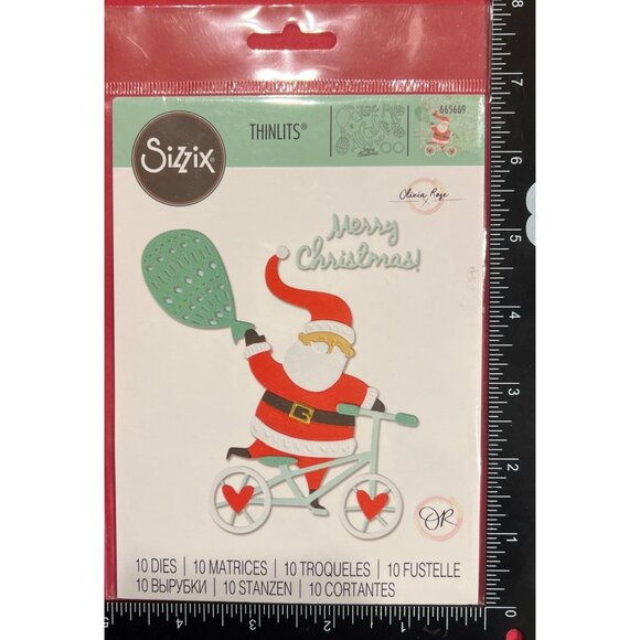Sizzix Thinlits Santa's Bike 665669 Christmas 10-Die Set By Olivia Rose - Picture 1 of 2